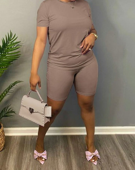 Almond colored short set