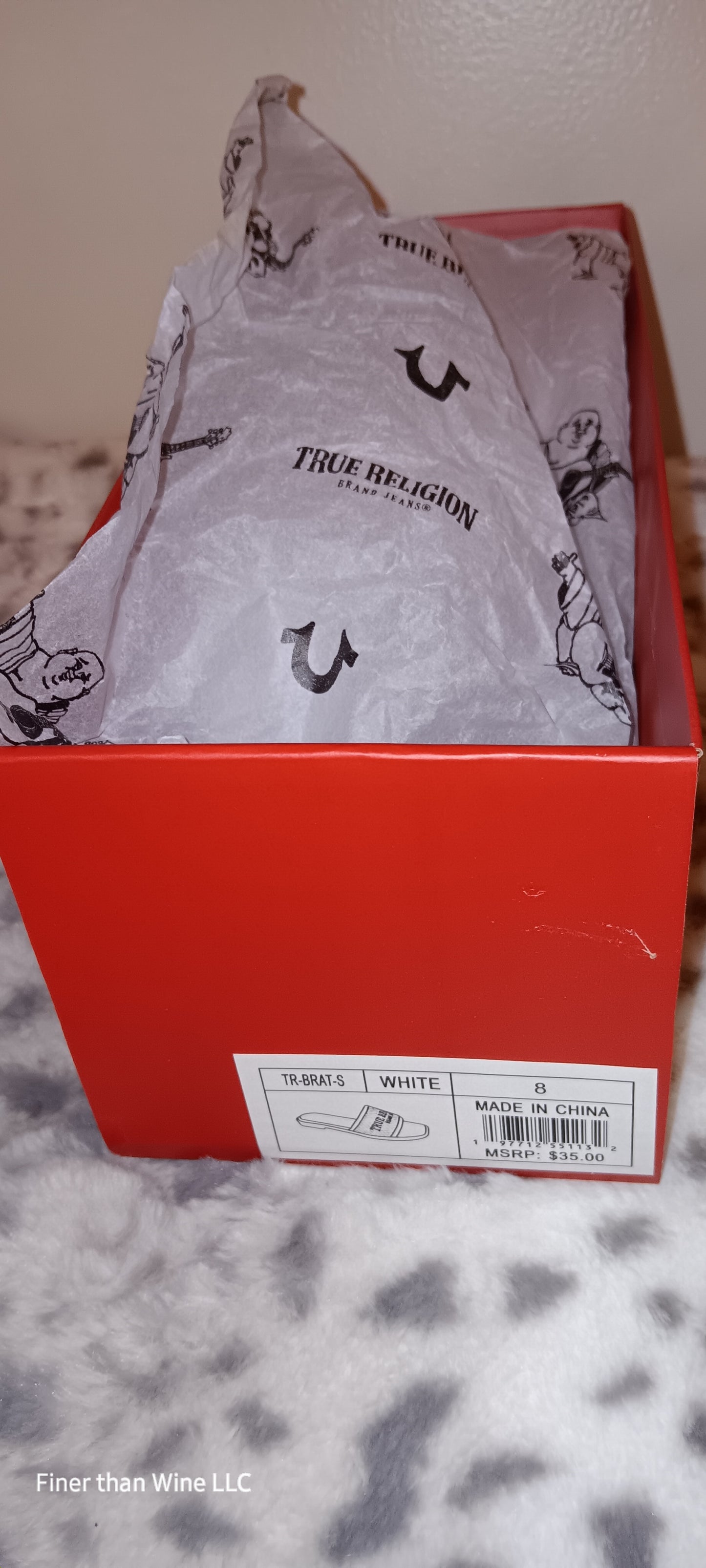 True Religion Brat White Mesh Slides