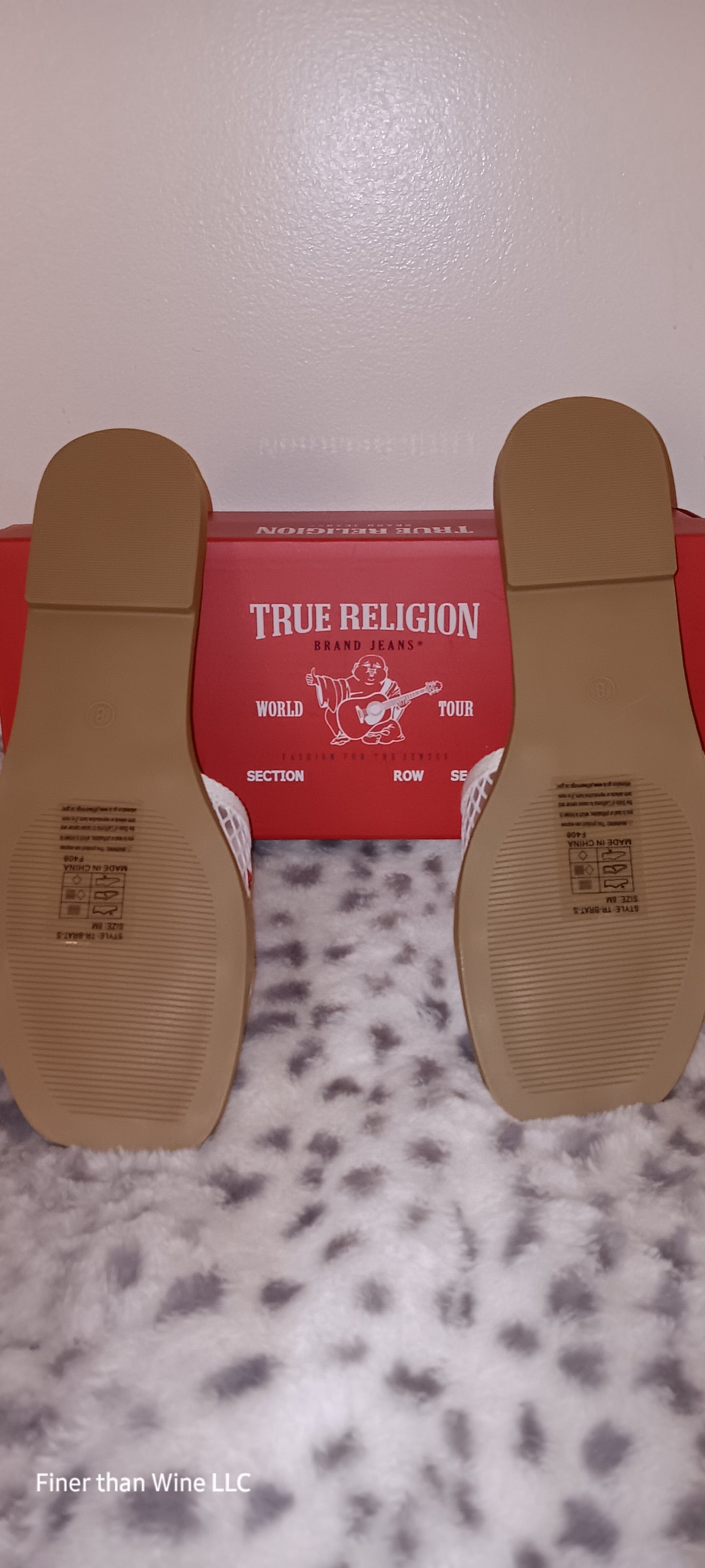 True Religion Brat White Mesh Slides