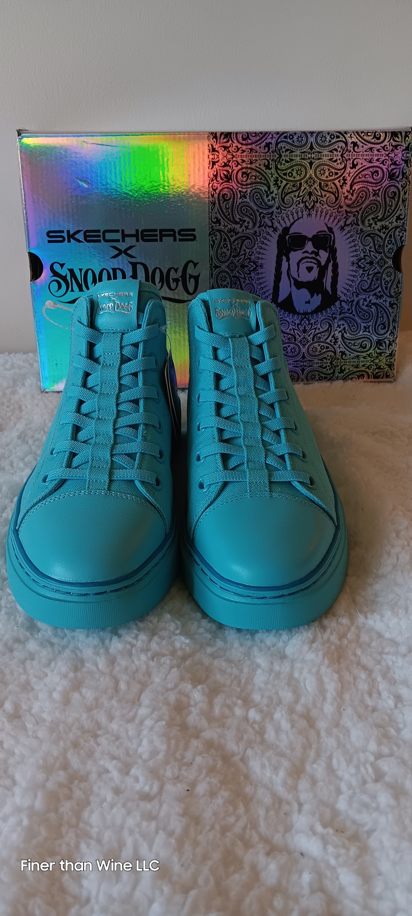 Skechers x Snoop Dogg Boss Life turquoise slip-on canvas sneakers