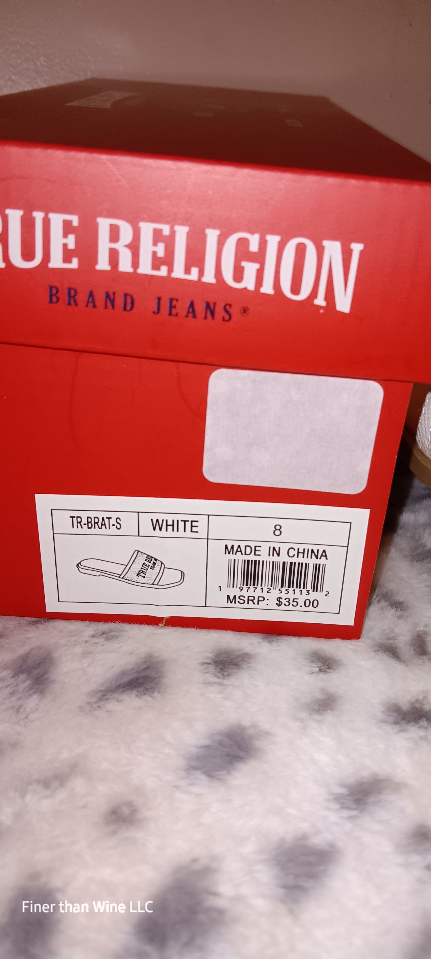 True Religion Brat White Mesh Slides