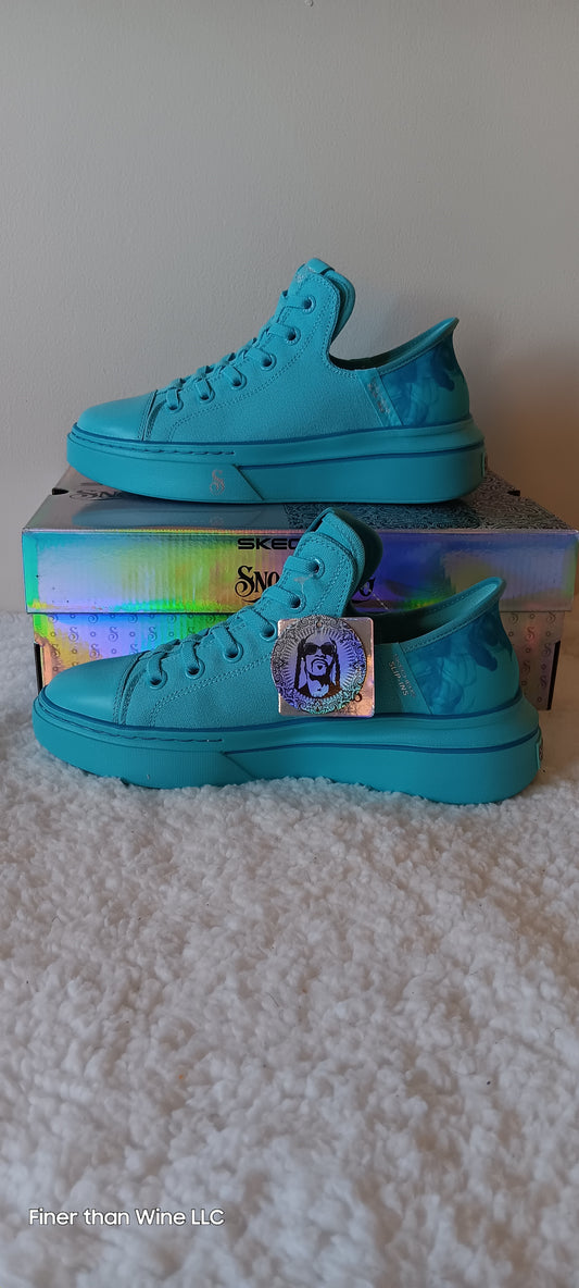 Skechers x Snoop Dogg Boss Life turquoise slip-on canvas sneakers